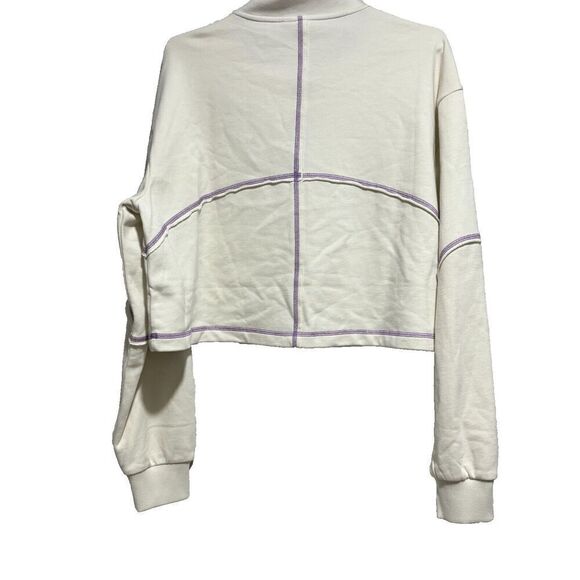 Sweaty Betty Women's 10 Lily White Revive Half Zip Crop Sweatshirt Mock Neck - Picture 3 of 9